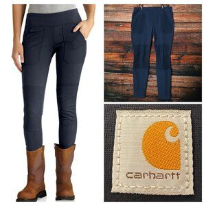 Carhartt Pants L 12 14 Force Utility Knit Leggings Navy 102482 Stretch Pockets